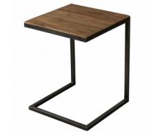 Bout de canapé tablette en teck recyclé et piètement carré en métal L40xP40 cm KRISTINE - Guéridons