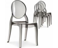 Lot de 4 chaises médaillon Diva Plexi Transparent Fumé - Chaise