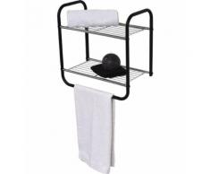 Etagere Murale 2 Niveaux Porte Serviette Metal - Étagère