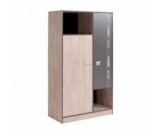 NOA Armoire de chambre style industriel gris loft et gris ombre - L 101 cm - Armoire