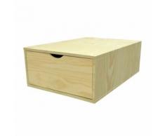 Cube de rangement profondeur 75 cm + tiroir Bois, Couleur: Vernis Naturel - Boite de rangement