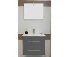 Meuble à suspendre 60 Marmande gris + miroir + spot - Accessoires salles de bain et WC