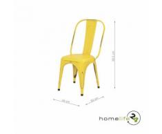 Set de 4 chaises en métal jaune vintage pour cuisine ou salle à manger - Chaise