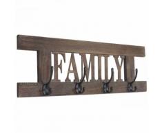 Porte-manteau mural patère en bois marron vintage 20,5x60x1,5 cm MED04049 - Objet à poser