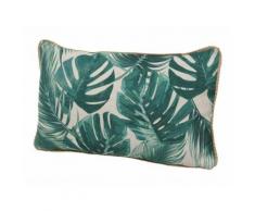 Coussin déhoussable rectangulaire en coton motif jungle tropical 30x50cm JUNGLE vert - Textile séjour