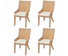 Meelady Ensemble de 4 Chaises de Salle à Manger de Jardin en Rotin 64 x 53 x 103 cm - Chaise