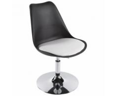 Chaise moderne pivotante 'QUEEN' réglable noire et blanche - Chaise