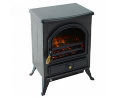 Cheminée électrique poêle style néo-rétro 900/1800 W simulation flammes LED porte verre trempé noir - Cheminées, poêles