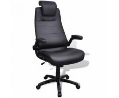 vidaXL Chaise pivotante réglable avec accoudoir en cuir artificiel Noir - Sièges et fauteuils de bureau