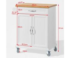 SoBuy® Desserte Chariot de cuisine roulant, Meuble Armoire rangement FKW13-WN FR - Dessertes de rangement
