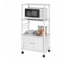 SoBuy® Meuble rangement roulant,Chariot de cuisine de service -Blanc FRG12-W FR - Dessertes de rangement