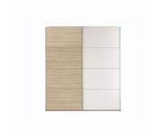 ANCHORAGE Armoire de chambre - Contemporain - Décor bois et blanc brillant - L 200 cm - Armoire