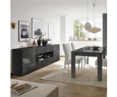 Séjour gris laqué buffet 4 portes 2 tiroirs design ELMA 2 - L 180 x P 90 x H 79 cm - Tables salle à manger