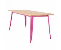 Sklum - Table LIX en Bois (160x80) Rose Fuchsia Bois Naturel - Tables salle à manger