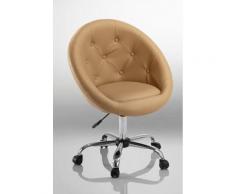 Fauteuil à roulette cuir PU tabouret chaise de bureau marron clair BUR09031 - Sièges et fauteuils de bureau