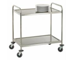 Chariot de service cuisine design professionnel inox 2 étages max 120 kg 3614115 - Accessoires de rangement