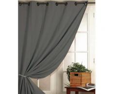 Rideau occultant uni à oeillets polyester grande largeur 240x260cm ERINE - Anthracite - Rideaux et stores