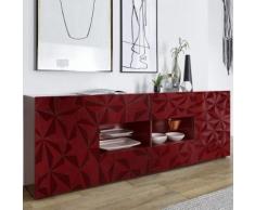 Enfilade rouge laqué design 2 portes 4 tiroirs PAOLO 2 - L 241 x P 42 x H 84 cm - Buffets