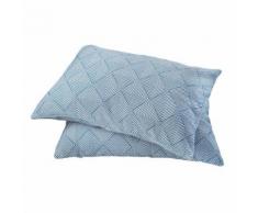 Lot de coussins rectangulaires déhoussables en coton - dessin jacquard Toison d'or Bleu 40x60 cm - Textile séjour
