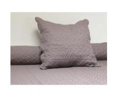 Couvre-lit Boutis uni taupe 180x220 cm avec 1 taie d'oreiller - Linge de lit
