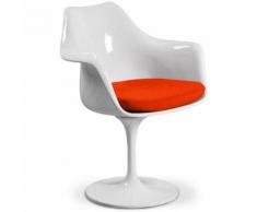 Myfaktory - Chaise tulipe pivotante - simili cuir - fibre de verre orange - Chaise
