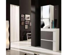 Meuble d'entrée Cendre/Blanc + armoire - TALITA - Commodes