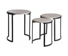 Sellettes rondes en métal et manguier (lot de 3) - Tables d'appoint