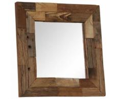Miroir Bois Massif de Traverses pour Entrée ou Salle de Bain 50 x 50 cm - Objet à poser