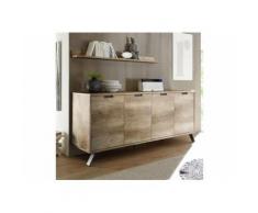 Enfilade moderne 4 portes couleur chêne JACE 2 - L 206 x P 50 x H 86 cm - Buffets