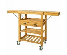 SoBuy® Chariot de Cuisine en bambou Desserte roulante,Kitchen Trolley FKW25-N FR - Dessertes de rangement
