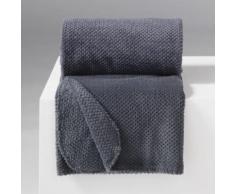 Jete de canape 180 x 220 cm flanelle jacquard calinou Anthracite - Textile séjour