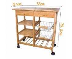 SoBuy® Desserte Roulante,Chariot cuisine en Bambou, Kitchen Trolley FKW06-N FR - Dessertes de rangement