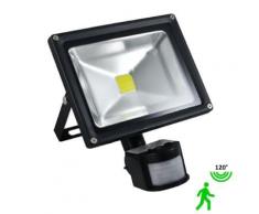 Projecteur led 20 watt (eq. 200 watt) avec détecteur - Couleur eclairage - Blanc neutre - Ampoules à LEDs