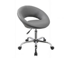 Tabouret chaise de bureau à roulette en cuir PU gris BUR09038 - Sièges et fauteuils de bureau