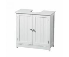 Premier Housewares 2402060 Portland Meuble Sous-Lavabo en Bois Blanc et Poignée Chromée - Accessoires de bain