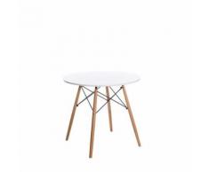 Table de repas Ronde Bois/Blanc - MEANS - L 80 x l 80 x H 72 - Tables salle à manger