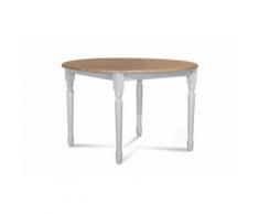 Table Ronde Bois À Rallonges - 115 Cm - Pieds Tournés - Victoria - Coloris Blanc - Tables salle à manger