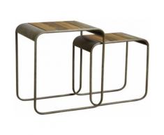 Sellettes en bois et métal (lot de 2) - Tables d'appoint
