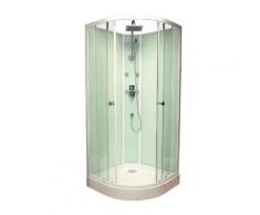 Aqua+ - cabine de douche 1/4 de cercle accès de face fond verre vert d'eau 90x90cm - calypso - Installations salles de bain
