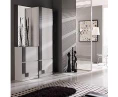 Meuble d'entrée Blanc/Cendre + armoire + miroir - SLIMAN n°1 - Commodes