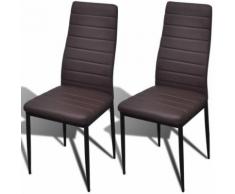vidaXL 2 pcs Chaise Salle à Manger Brun Ligne slim Lot de 2 Chaises Cuisine - Chaise