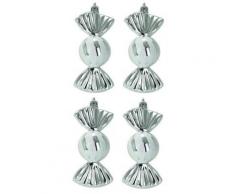 Codico set de 4 suspensions de noël bonbons hauteur 11 cm argentée 5sus547ag - Objet à poser