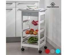 Chariot de Cuisine Craftenwood - Rouge - couverts