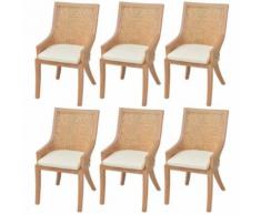 Meelady Ensemble de 6 Chaises de Salle à Manger de Jardin en Rotin 64 x 53 x 103 cm - Chaise