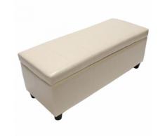 Banquette Kriens, coffre, banc, cuir + similicuir, 112x45x45cm ~ crème - Tabourets