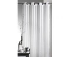 Voilage à oeillets 100% polyester rayures tissées BRUNELLE - Blanc - 140x250cm - Rideaux et stores