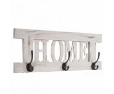 Porte-manteau mural patère en bois blanc vintage 20x55cm MED04052 - Objet à poser