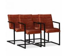 Meelady Chaise de Salle à Manger Ensemble de 4 pcs Bureau de Cuisine/Salon en Cuir Style vintage - Marron 51 x 56 x 91 cm - Chaise