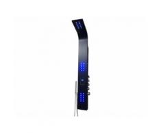 Colonne de douche hydromassante thermostatique à leds CHAKRA IV - lecteur MP3 et radio - 20*165cm - Noir - Robinetterie