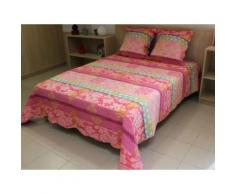 Couvre-lit Boutis matelassé 220x240 cm ANA avec 2 taies d'oreiller - Linge de lit